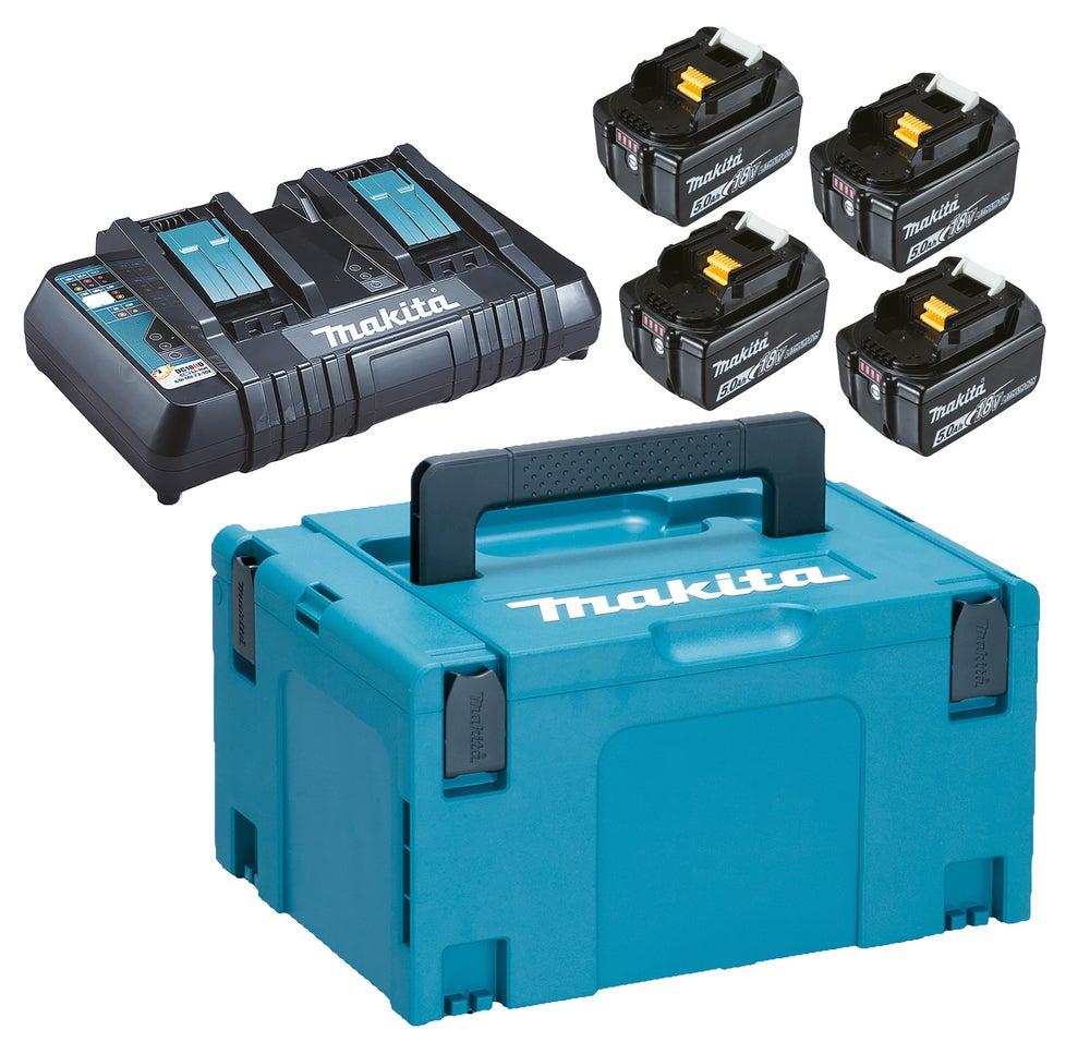 Powerpack - BL1850Bx4, DC18RDx1 dubbelladdare, MAKPAC. Makita