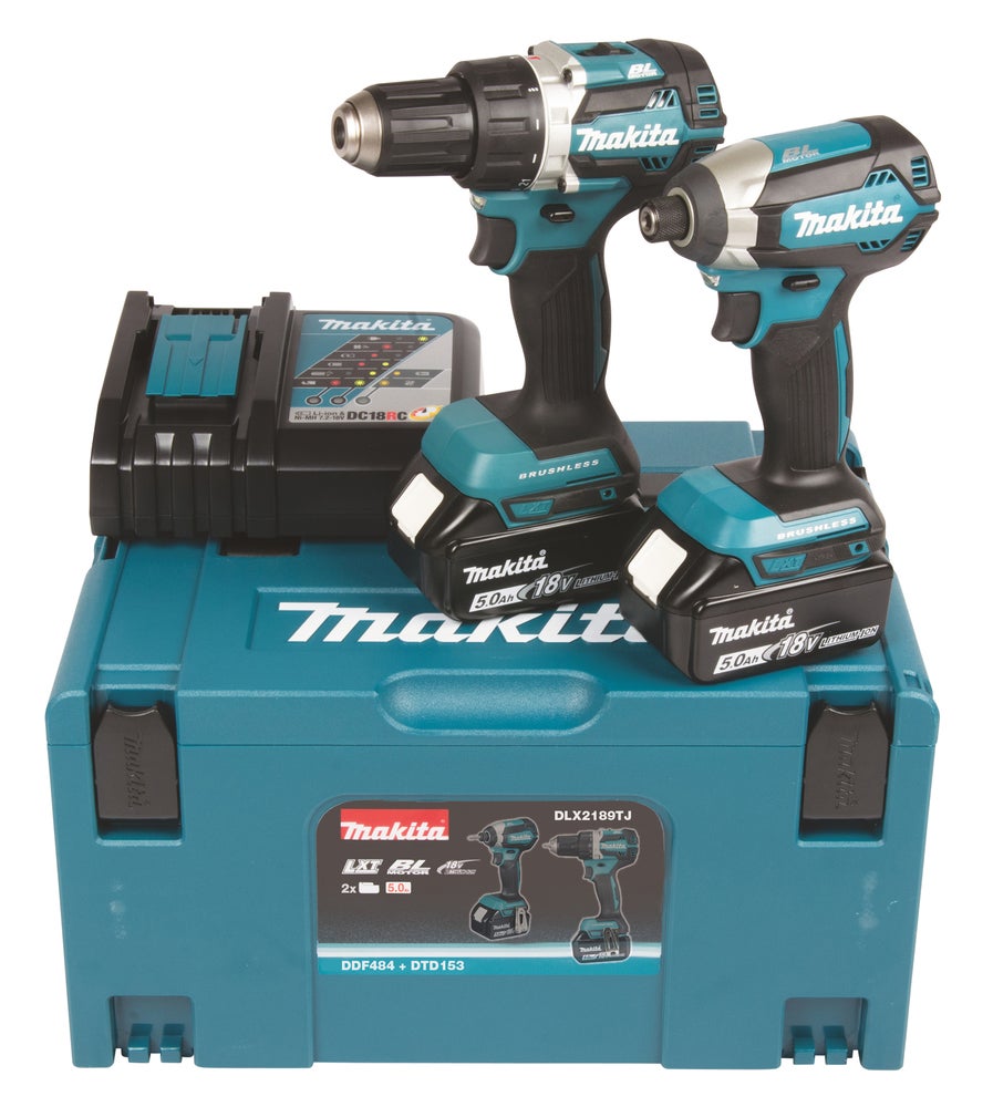 Combokit inkl DDF484 + DTD153, 2 x 5,0Ah, MAKPAC,