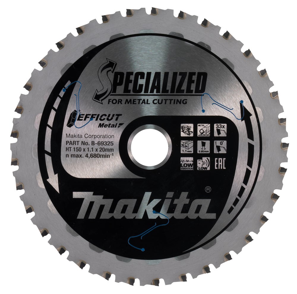 Cirkelsågblad Efficut T.C.T 150 x 20 mm 33T. Makita