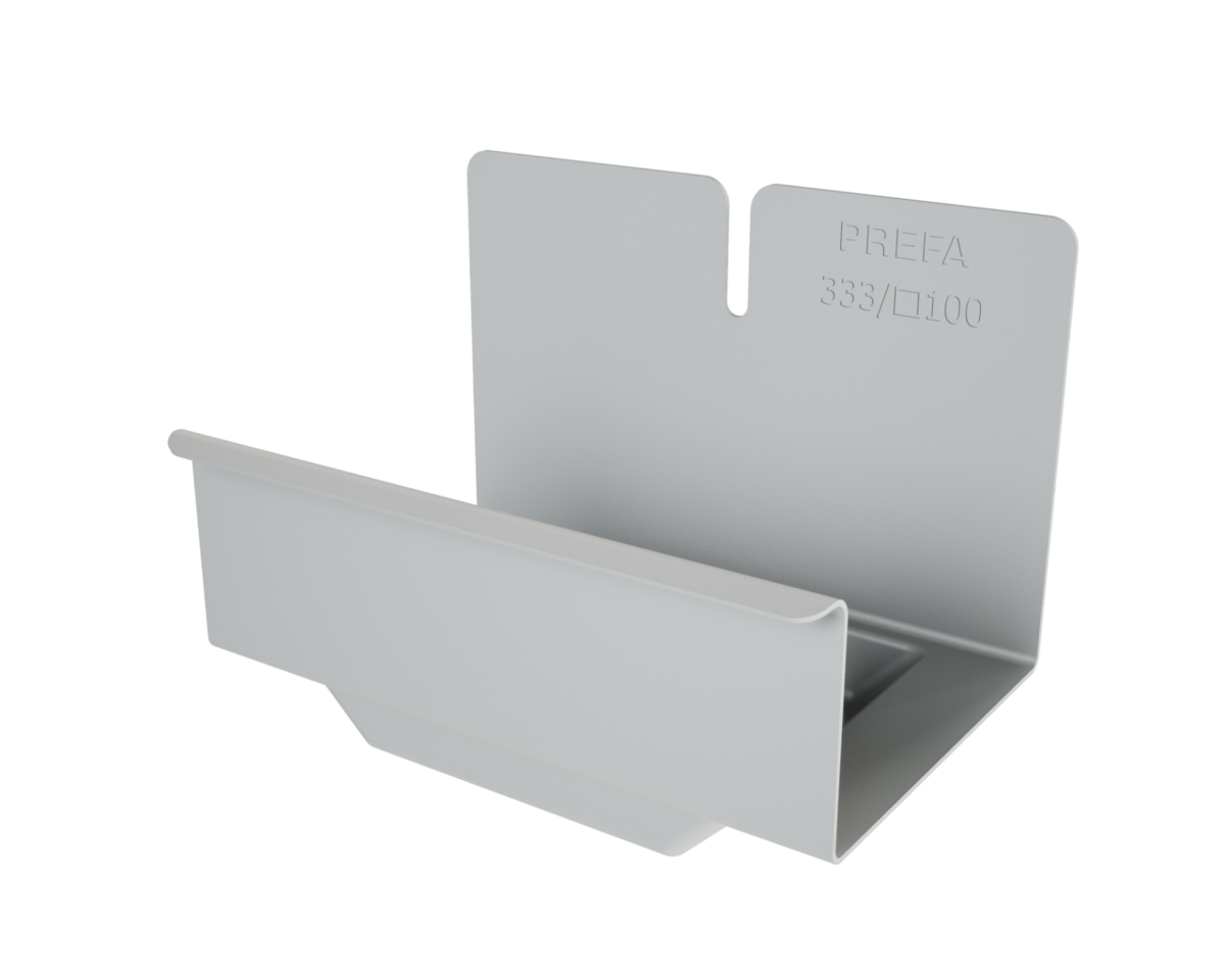 Omvikningskupa för kvadratrör 333/100, 12 silvermetallic. PREFA