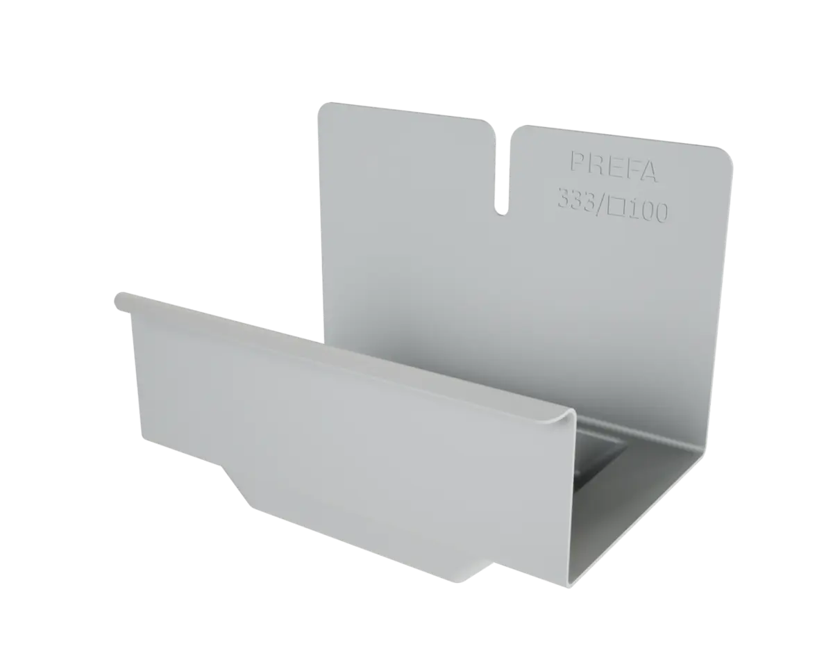 Omvikningskupa för kvadratrör 333/100, 12 silvermetallic. PREFA