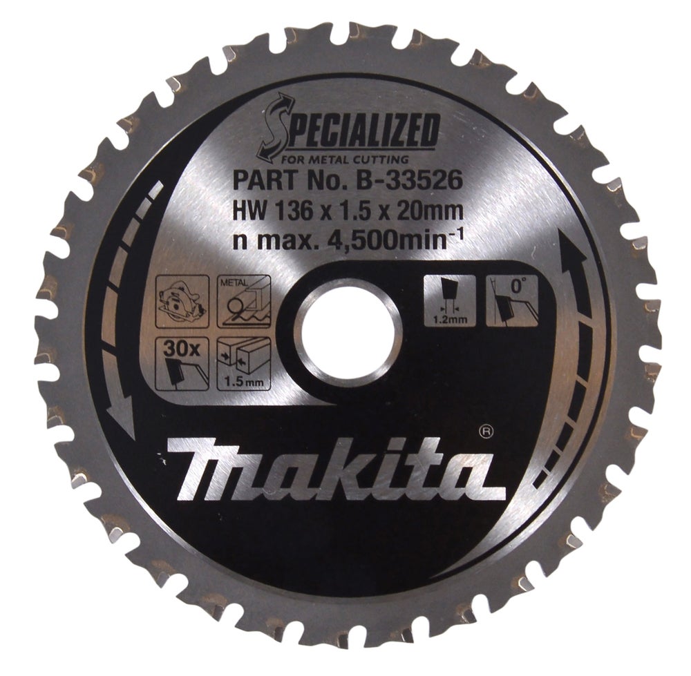 Cirkelsågblad, Specialized T.C.T, 136 x 20 mm, 30 T. Makita