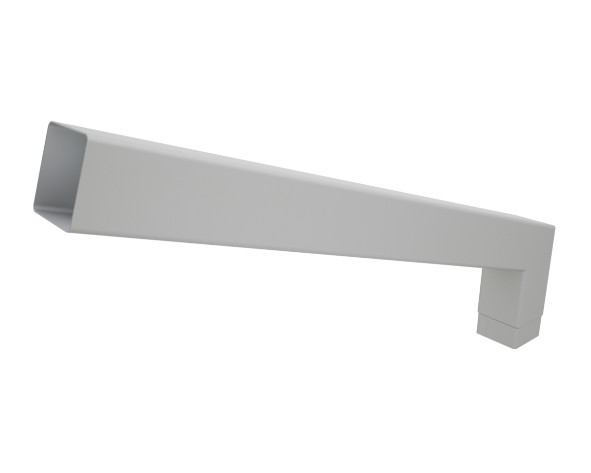 Kvadratrörsvinkel 100 72° lång, 12 silvermetallic. PREFA