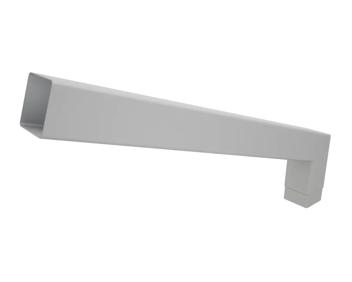 Kvadratrörsvinkel 100 72° lång, 12 silvermetallic. PREFA