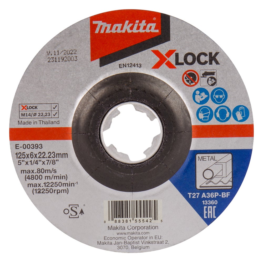Slipskiva 125x6,0 med X-lock fäste, Makita