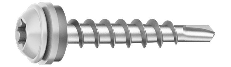 Vindskiveskruv 4,5x28 m bricka RAL9006 silvermetallic 500 st/pkt. Ejot
